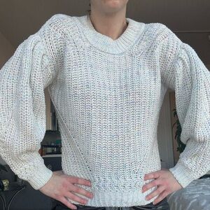 VTG 80s Style Cupcake Baby Blue Puff Sleeve Sweater Sz XS